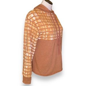 Eyeshadow Color Block Striped Hoodie Size Small Caramel Tan